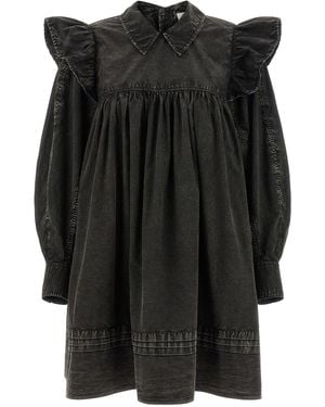 Ganni Black Washed Mini Shirt Dresses Black