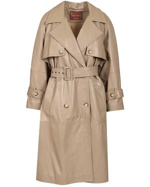 Stella Maxwell X Marella Padded Leather Trench Coat Jackets Grey - Natural