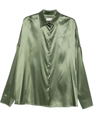 Dries Van Noten Casia Oversized Silk-Satin Shirt - Green
