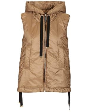 Max Mara Padded Vest With Hood - Natural