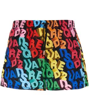 DSquared² Midi Boxer Shorts Beachwear-Uomo - Rosso