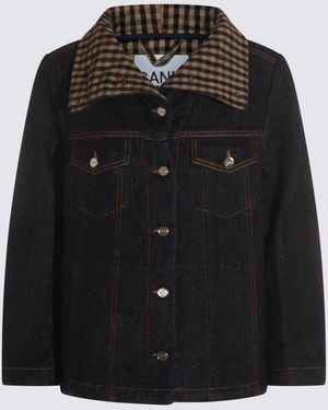 Ganni Jackets Blue And Green - Black
