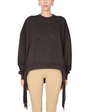 Ambush FELPA GIROCOLLO IN COTONE CON RICAMO LOGO E COULISSE - Nero