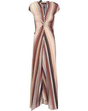 Missoni Long Dress With Neckline And Knot - Multicolour