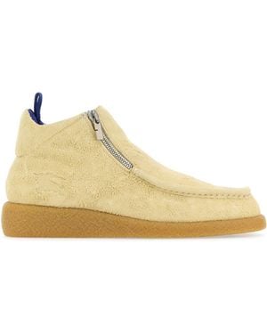 Burberry Cream Suede Chance Ankle Boots - Natural