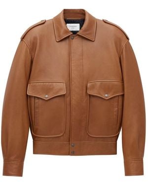 Saint Laurent Oversized Leather Jacket - Brown