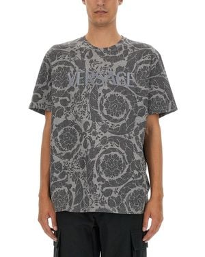 Versace Silhouette Baroque Logo T-Shirt - Grey