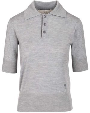 Ami Paris De Coeur Polo Shirt - Grey