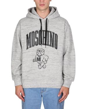 Moschino Heathered Sweatshirt With Drawstring Hood - Grey