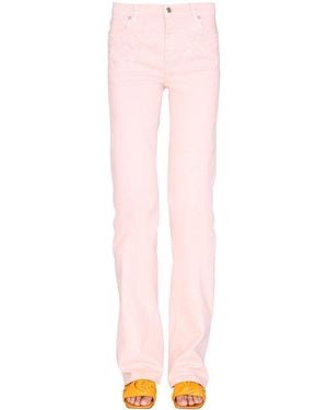 Etro JEANS IN DENIM DI COTONE CON RICAMO FLOREALE - Rosa