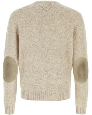 Prada Melange Sand Cotton Sweatshirt in White for Men | Lyst