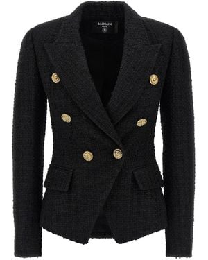 Balmain Tweed Blazer Blazers - Black