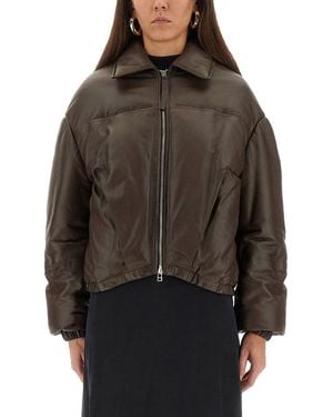 Alysi Leather "puffer" Down Jacket - Gray