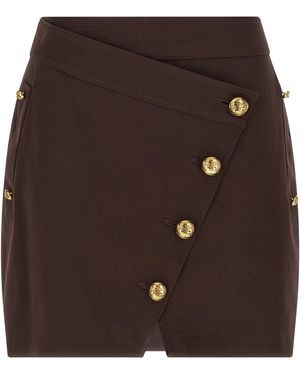 Elisabetta Franchi Jewel Button Skirt - Brown