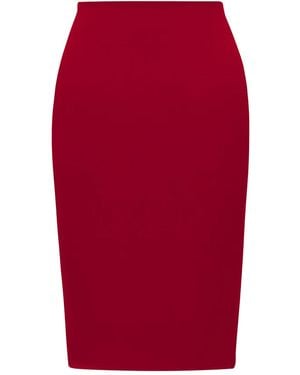Saint Laurent Mid-Rise Pencil Skirt - Red