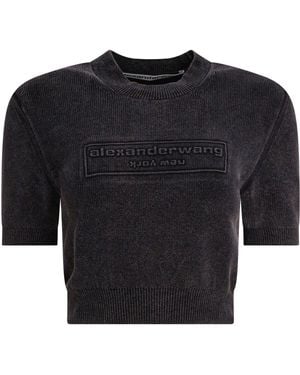 Alexander Wang Cropped Crew Neck T-shirt T-shirts Black