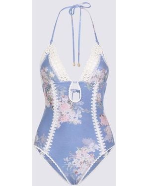 Zimmermann 'Cascadian Keyhole Crochet' One-Piece Swimsuit - Blue
