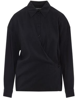 Lemaire Twisted Silk Shirt-Donna - Blu