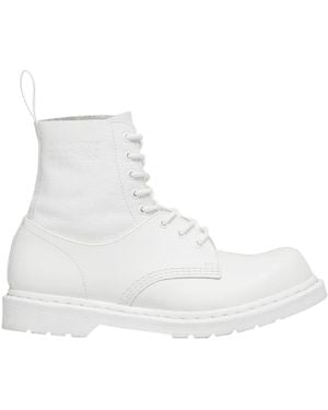 Mm6 X Dr.Martens Leather Motorcycle Boots - White