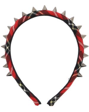 Alessandra Rich Tartan Headband With Spike - Multicolour