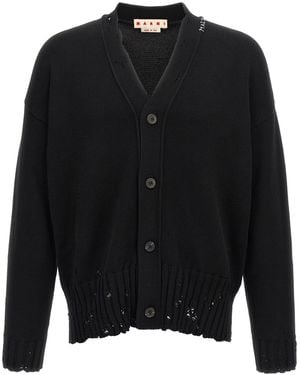 Marni Logo Embroidery Cardigan - Black