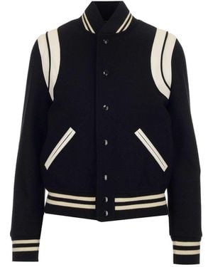 Saint Laurent Teddy Bomber Jacket Jackets - Blue
