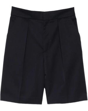 Victoria Beckham Elasticated Back Waistband Wool Blend Tailored Shorts - Black