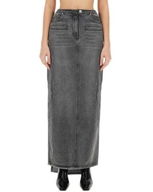 Courreges Cotton Denim Skirt - Grey