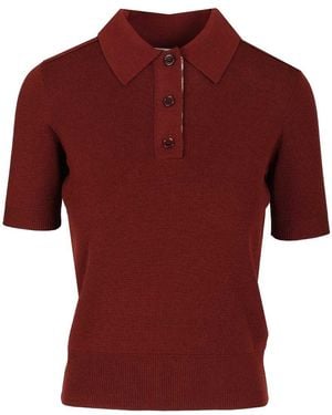 Burberry Lightweight Wool Polo Knitwear Bordeaux - Red