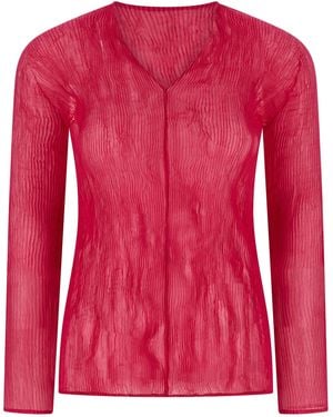 Issey Miyake Chiffon Twist 1 Tops Fuchsia - Pink