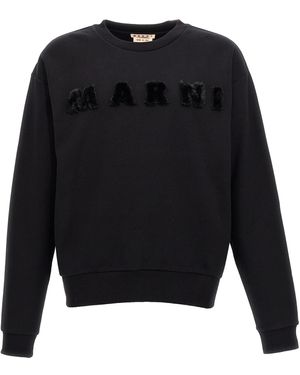 Marni Fur-Effect Logo Felpe Nero-Uomo