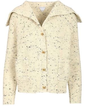 Bottega Veneta Ribbed Wool Cardigan Knitwear-Donna - Neutro