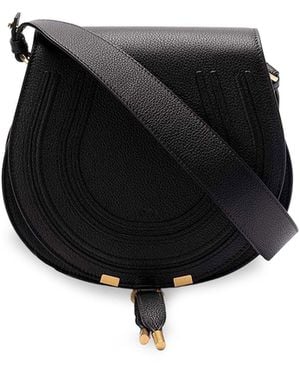 Chloé Marcie Saddle Leather Crossbody Bag - Black