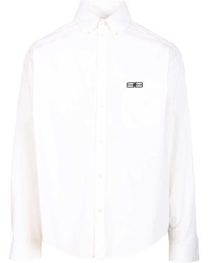 Balenciaga Cotton Poplin Button-Down Shirt - White