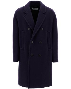 Lanvin Double-Breasted Heavy Wool Coat - Blue