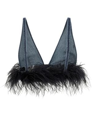 Miu Miu Denim Crop Top - Black