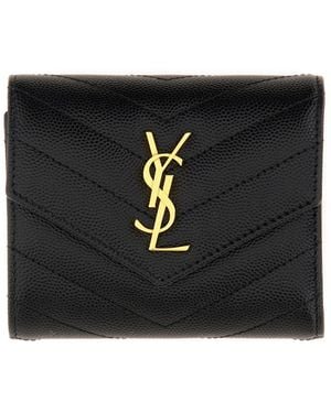 Saint Laurent "Cassandre" Matelassé Multi-Fold Wallet - Black