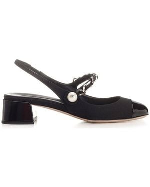 Miu Miu Canvas And Leather Pumps - White