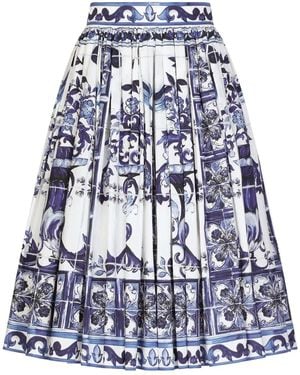 Dolce & Gabbana Majolica Print Midi Skirt - Blue