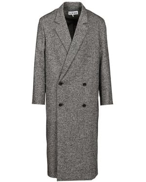 Loewe Double-breasted Wool Blend Coat Coats Grey