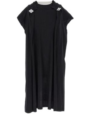 MM6 by Maison Martin Margiela Contrast Retro T-Shirt Dress - Black