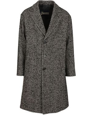 Herno Cappotto Chevron Lana Coats - Grey