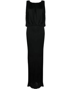 Saint Laurent Draped T-Shirt Gown For Ss23 - Black