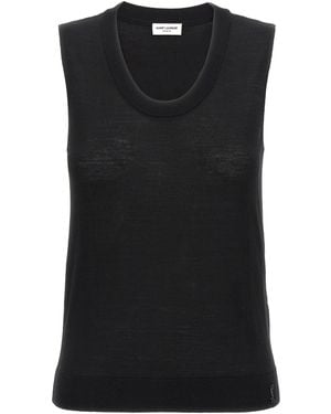 Saint Laurent Wool Vest Gilet - Black