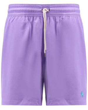 Polo Ralph Lauren Nylon Swim Trunk With Logo Embroidery - Purple