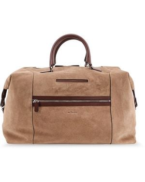 Kiton Suede Weekend Travel Bag - Brown