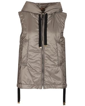 Max Mara Padded Gilet With Hood Coats - Brown