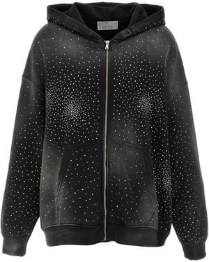 GIUSEPPE DI MORABITO Washed Rhinestone Hoodie Sweatshirt - Black