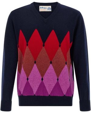 Ballantyne Argyle Pattern Sweater Sweaters And Cardigans - Pink
