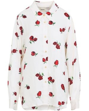KHAITE Raspberry Cream Silk Argo Top-Donna - Bianco